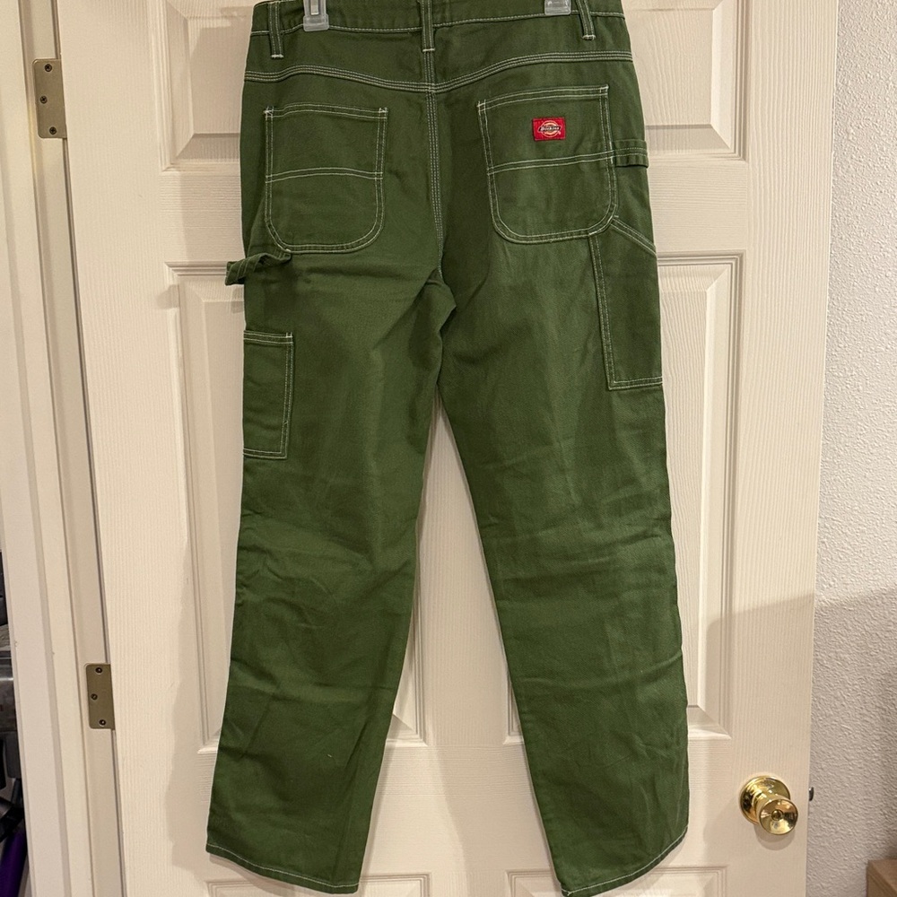 Dickies Olive Workwear Pants with Red Logo Tag - Picture 3 of 6